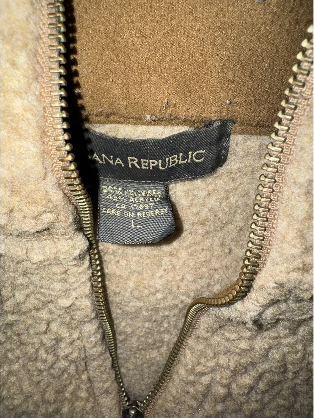 Men’s Banana Republic Tan Quarter Zip Sherpa Fleece Pullover Size Large